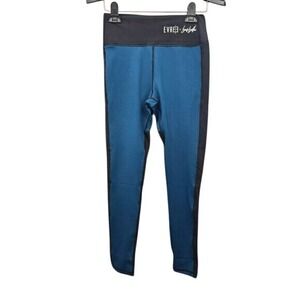 Evree Bella Heart Leggings Woman Small Black Blue Sweat-Wicking Low-Impact